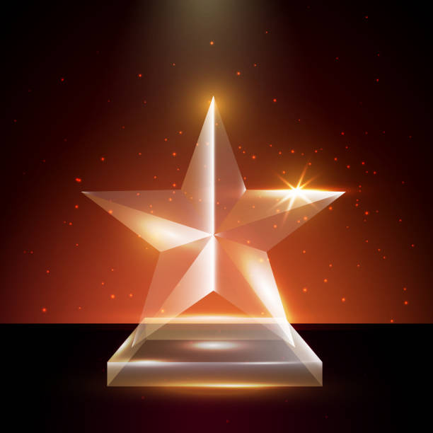 istock Blank Transparent Vector Acrylic Glass Trophy Award template in Glowing Background 847516542