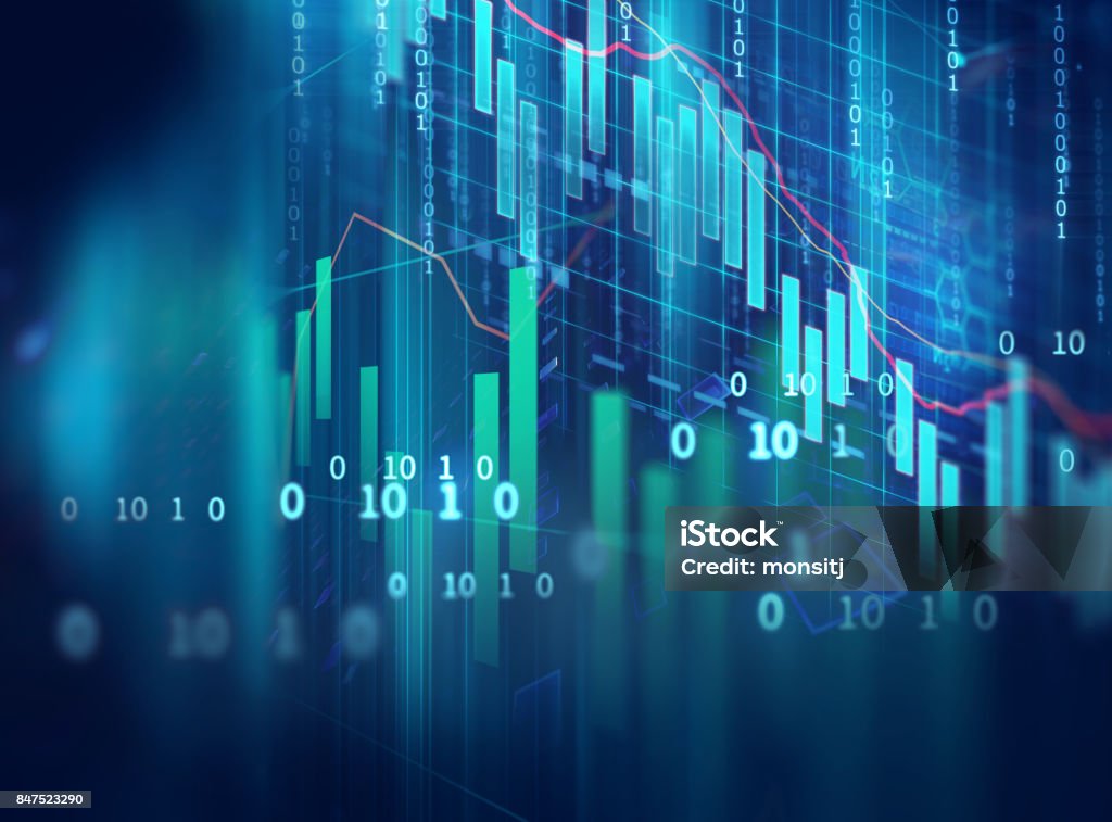 technical financial graph on technology abstract background financial stock market graph on technology abstract background Chart Stock Photo