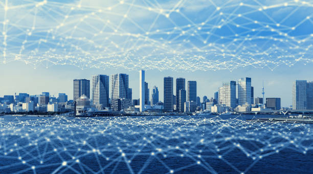 istock Modern city and communication network, Smart City. Internet of Things. Information Communication Network. Sensor Network. Smart Grid. Conceptual abstract. 847523644