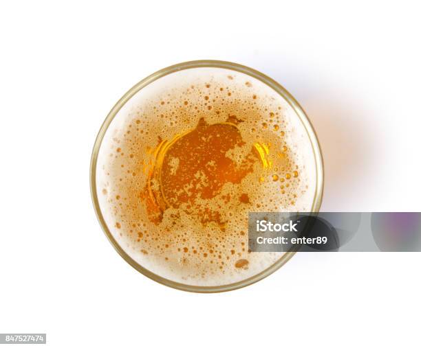 Glass Of Beer Stock Photo - Download Image Now - Beer - Alcohol, Directly Above, On Top Of