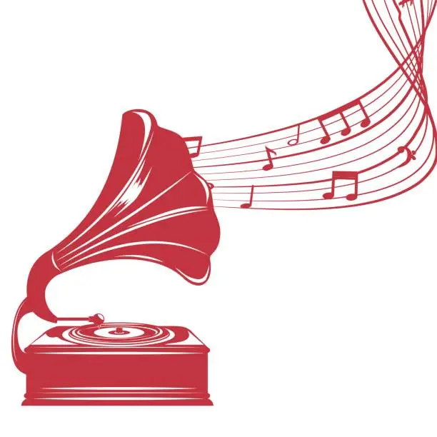 Vector illustration of old gramophone  isolated icon desig