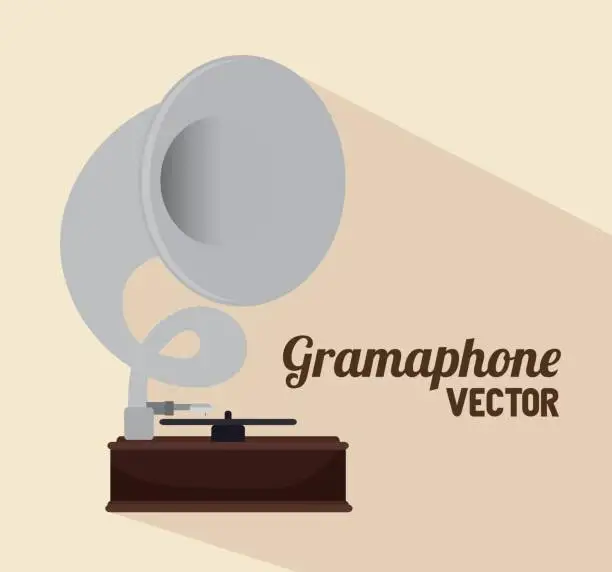 Vector illustration of old gramophone  isolated icon desig