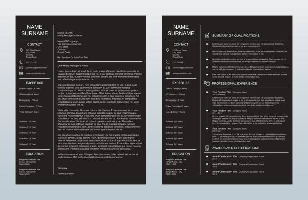 istock Vector Minimalist Creative Cover Letter And One Page Resume/CV Template On Charcoal Background 847531198