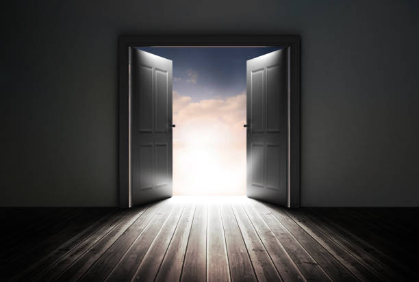 istock Doors opening to reveal beautiful sky 847534726