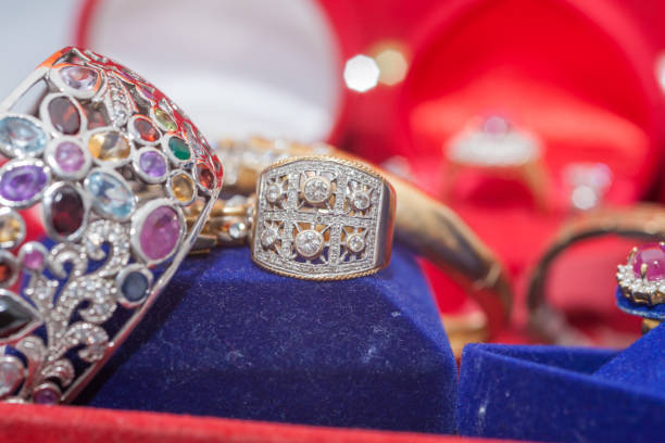 istock Close up The jewelry set have ring and ears-ring 847545800