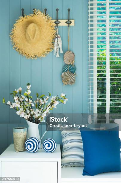 Coastal Living Room Stock Photo - Download Image Now - Coastline, Sea, Home Decor