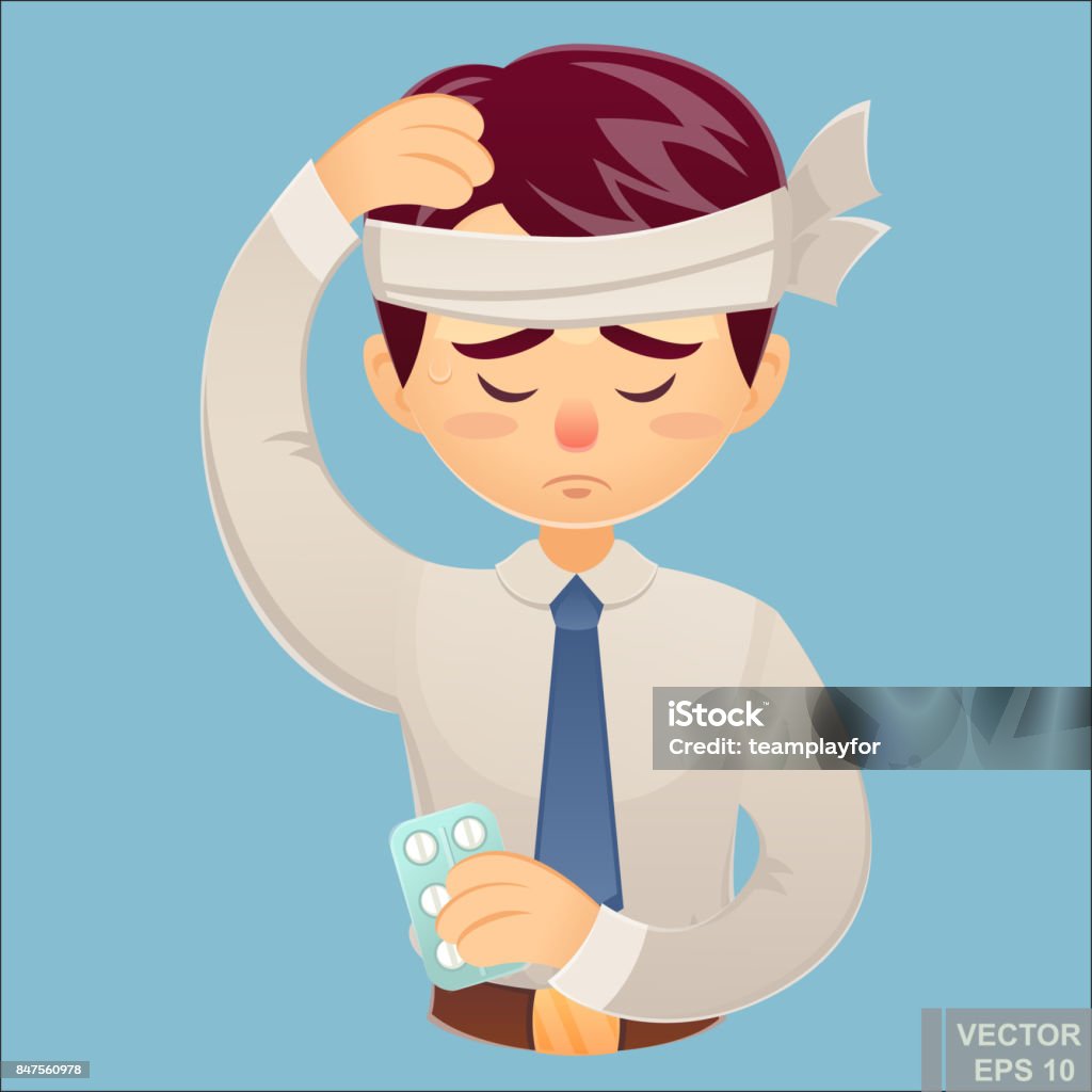 Vector Cartoon Character Of Businessman Headache And Confusing Portrait Of  Young Office Worker Touching His Head Suffering A Terrible And Painful Head  Ache Stock Illustration - Download Image Now - iStock