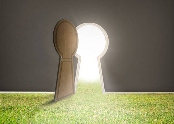 istock Doorway opening to bright light with grass 847563594