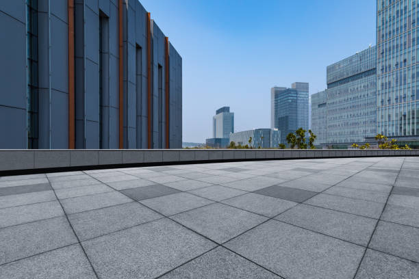 istock Empty pavement and modern office buildings in suzhou, china. 847580466