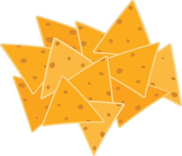 flache farbsymbol mexikanisches fastfood nachos - tortillas stock-grafiken, -clipart, -cartoons und -symbole