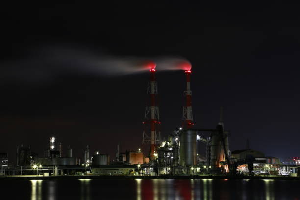 It is a Night view of the factory