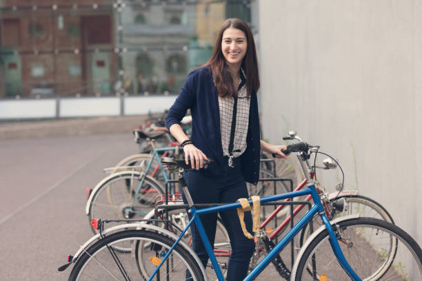 Young student with her bike