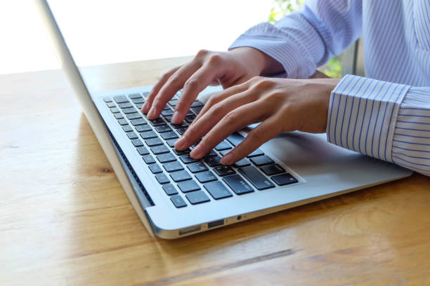 istock Woman office worker is typing keyboard, business technology and education concept 847585004