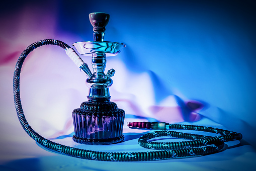 Hookah Over Pink And Blue Stock Photo - Download Image Now - Hookah, Hose,  Blue - iStock