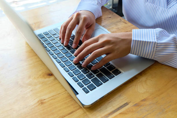 istock Woman office worker is typing keyboard, business technology and education concept 847589812