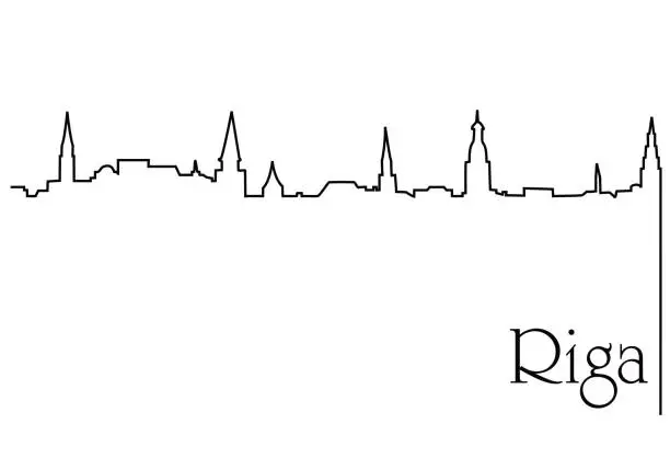 Vector illustration of Riga city one line drawing