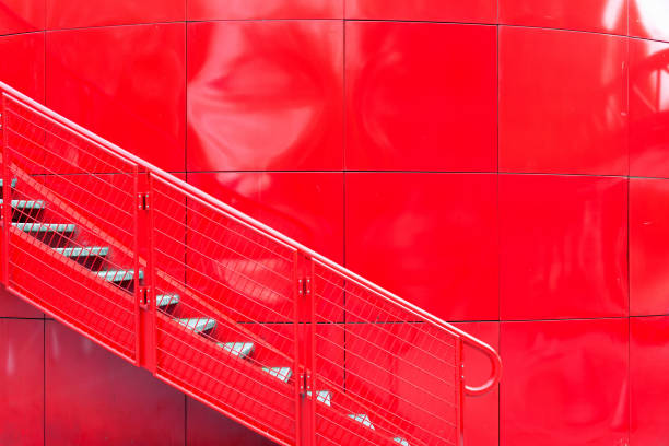 istock The staircase on the red wall 847601958