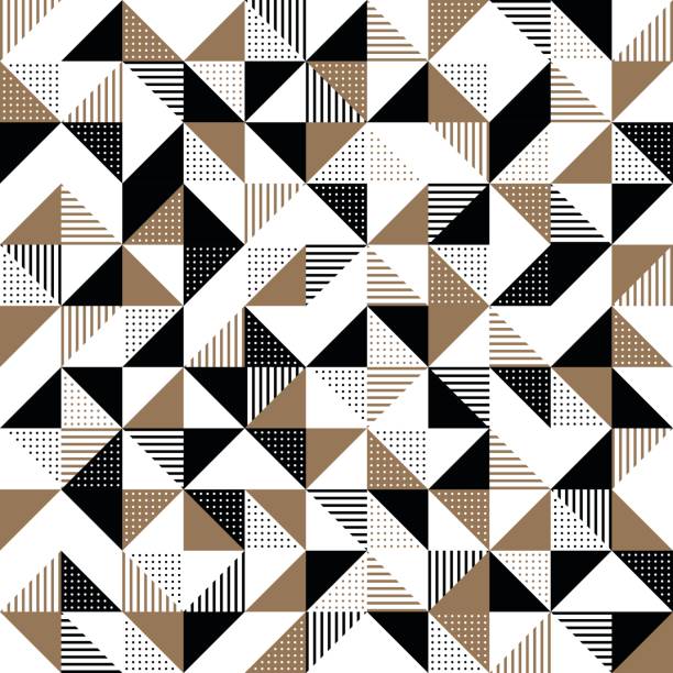 A gold and black geometric background A modern geometric background design in gold and black tile patterns stock illustrations