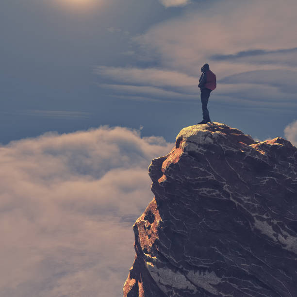 istock Hiker on the mountain admiring the clouds 847614600