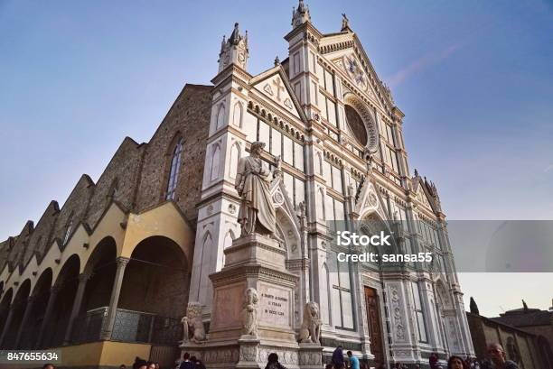 Statue Of Dante Alighieri In Santa Croce Square Florence Stock Photo - Download Image Now