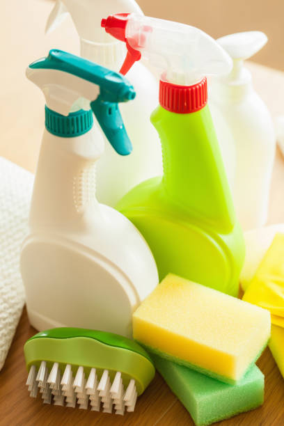 istock cleaning items household spray brush sponge glove 847658880