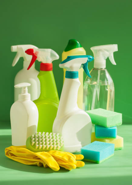 istock cleaning items household spray brush sponge glove 847659352
