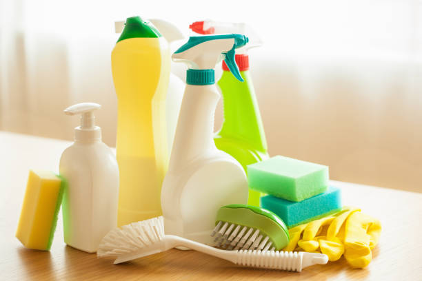 istock cleaning items household spray brush sponge glove 847659956