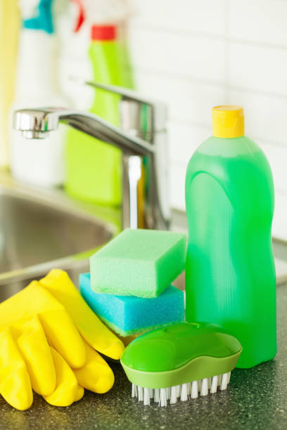 istock cleaning items household kitchen brush sponge glove 847662258