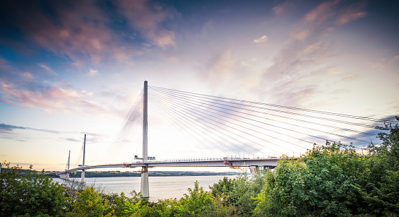 Opened in 2017, the Queensferry Crossing is the third bridge over the Firth of Forth, connecting Fife with the Lothians and Edinburgh.