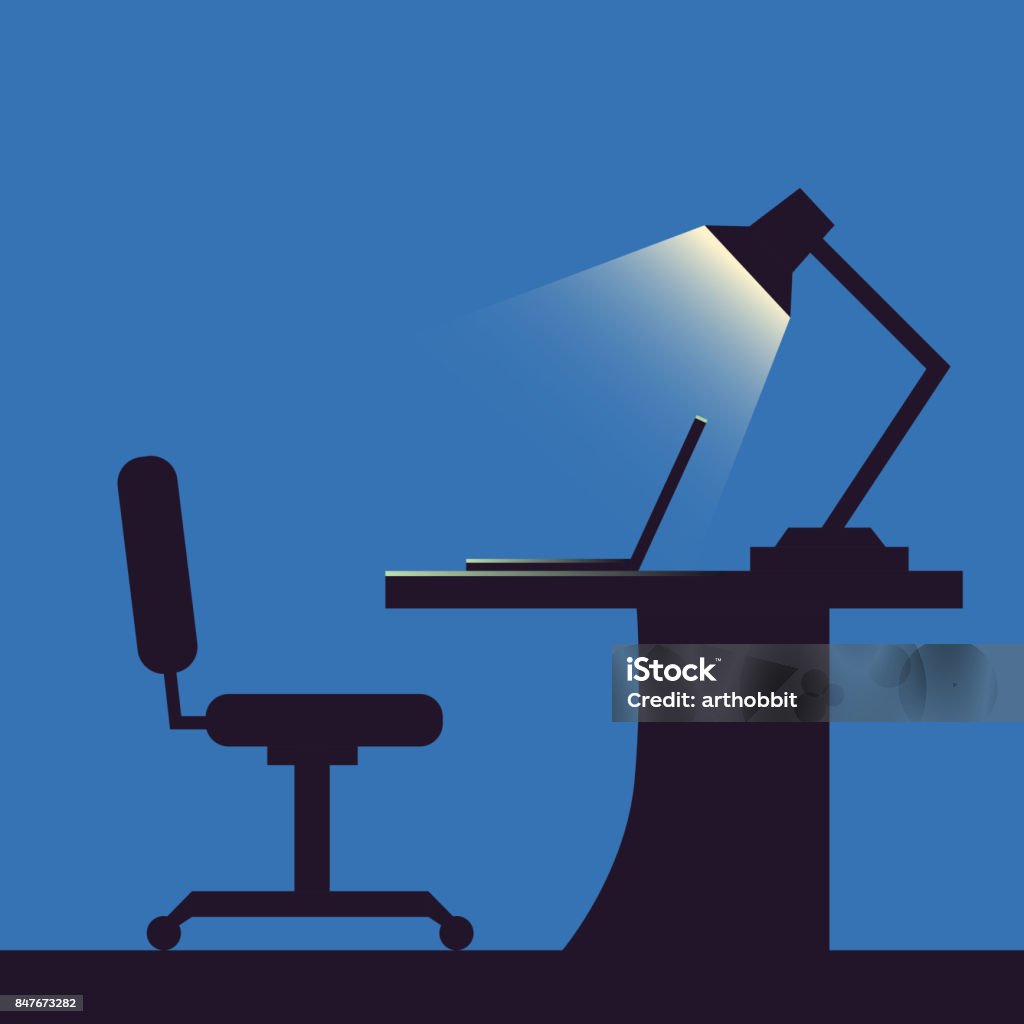 Home Or Office Desk Flat Style Stock Illustration - Download Image Now ...