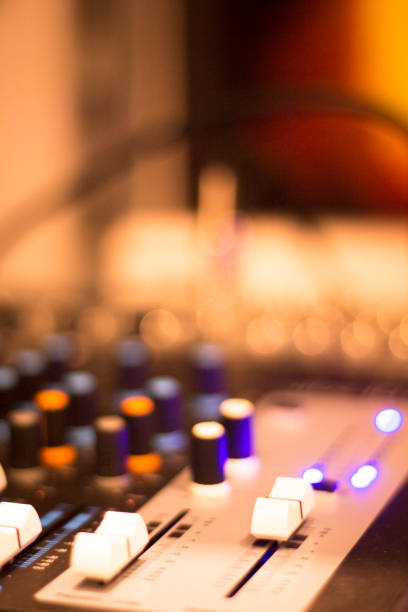 istock Professional sound recording audio studio digital equipment, amplifier, knobs and graphic equalizer controls. 847675640