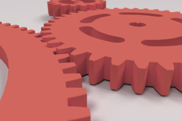 istock Set of red gears and cogs on white background 847681386
