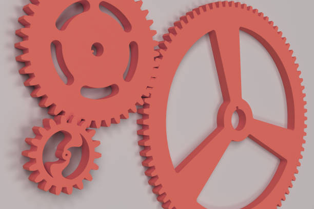 istock Set of red gears and cogs on white background 847681508