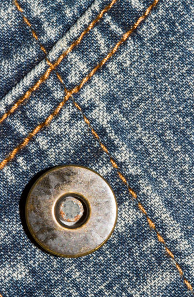 istock Blue jeans texture background and button and seam for text area 847683412