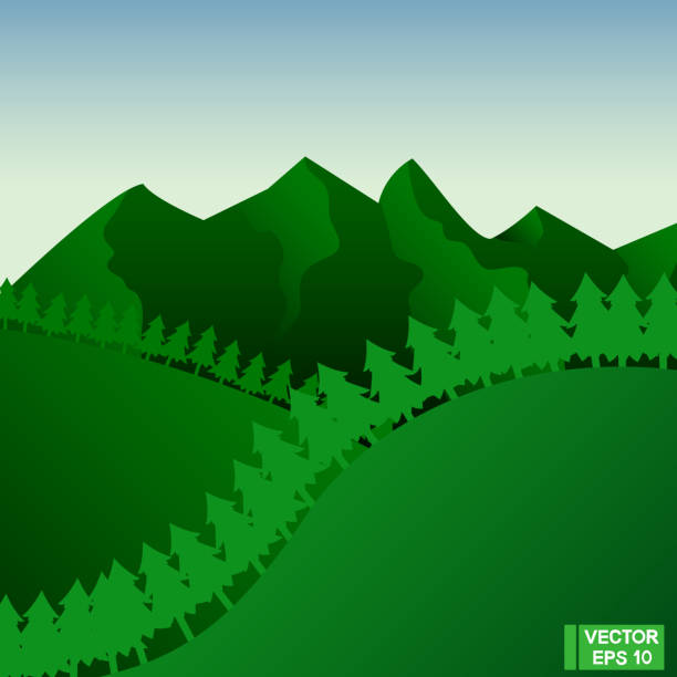 istock Silhouettes of mountains, coniferous forests 847705940