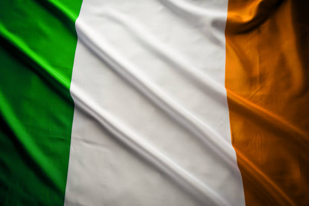 Close up studio shot of real Irish flag