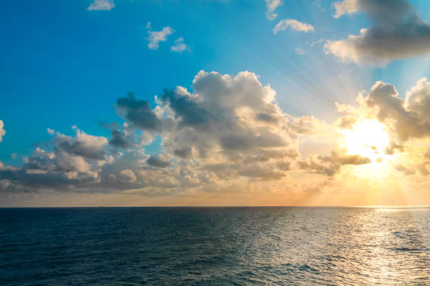 Rays of sunlight over the ocean.