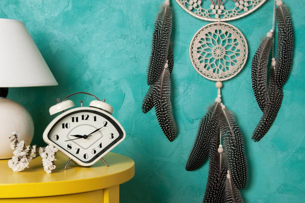 istock Bedroom decor on aquamarine background 847724888