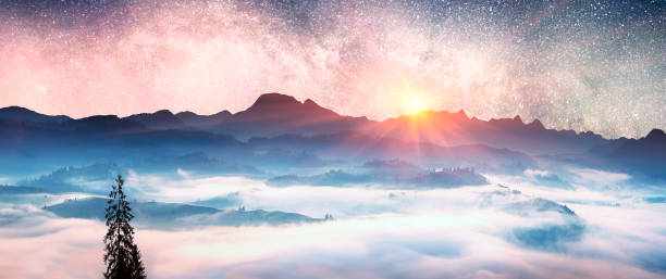 istock Foggy sunrise in the Carpathian mountains 847741090