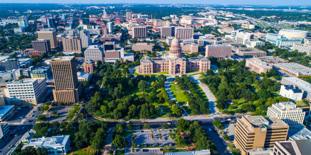 istock Aerial Drone View State Capitol Building Austin Texas City 847745044