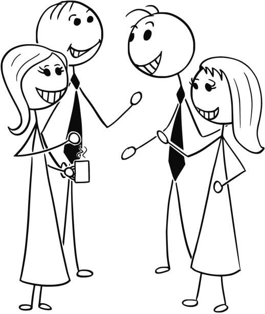 Cartoon Illustration Of Two Men And Women Business People Talking Chatting Stock Illustration - Download Image Now - iStock Cartoon Illustration Of Two Men And Women Business People Talking Chatting Stock Illustration - Download Image Now - iStock