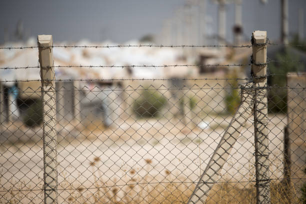 refugee camop in Akcakale Akcakale, Turkey - September 6, 2017. Syrian official refugee camp in Akcakale. This camp is for syrian people from Idlib, Aleppo and Rakka. akçakale stock pictures, royalty-free photos & images