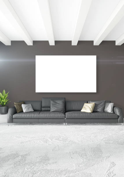 istock White bedroom minimal style Interior design with wood wall and grey sofa. 3D Rendering. 3D illustration 847789574