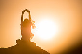 Woman meditating in nature