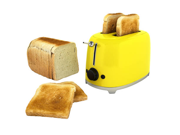 istock Toaster with toasted bread isolated on white background Kitchen equipment Close up 3d without shadow 847794434
