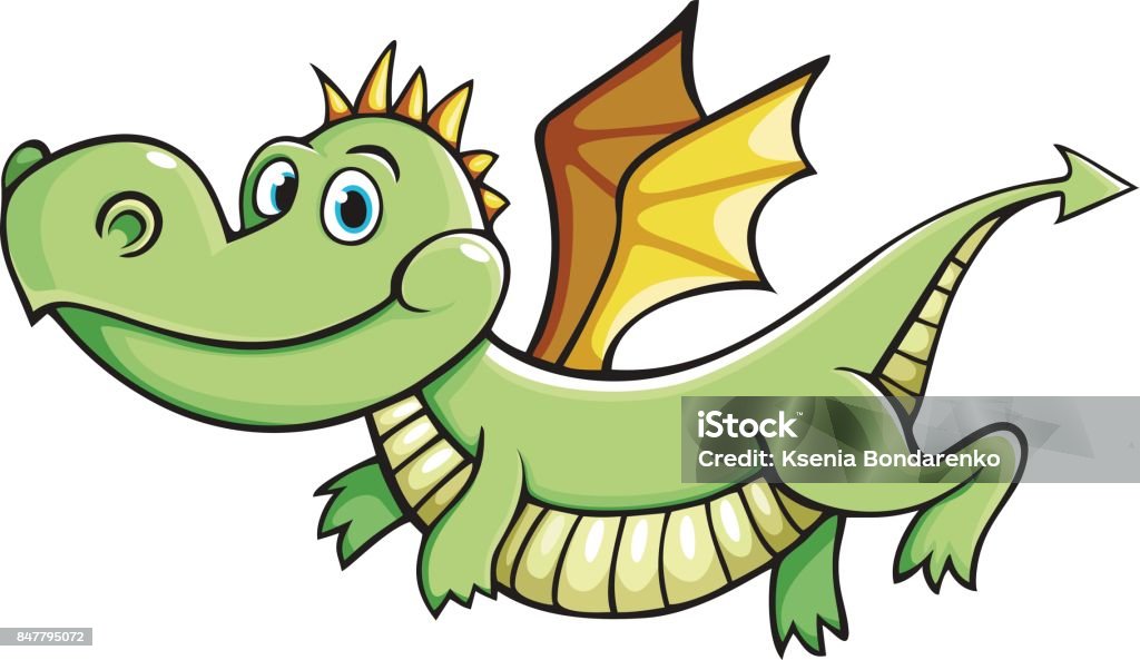 Green Dragon Hovering In The Air On Small Wings Stock Illustration -  Download Image Now - Animal Body Part, Animal Scale, Arrow Symbol - iStock