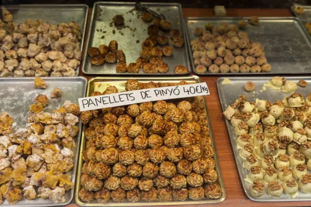 Photo of Assortment of panellets in a pastry shop