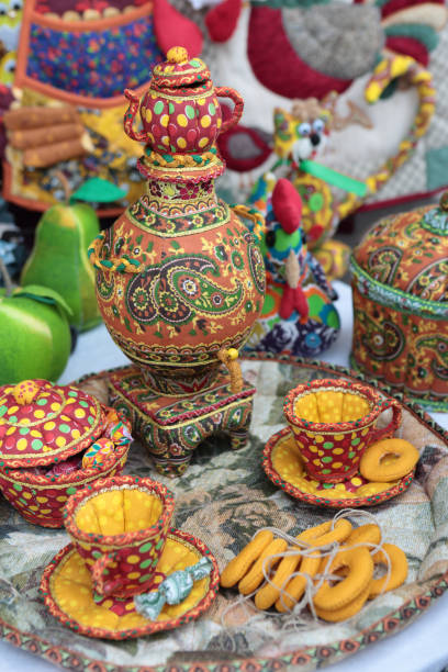 istock Tea set of fabric 847811912