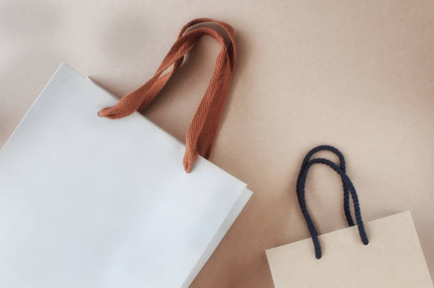 Shopping paper bag, input text idea stock photo