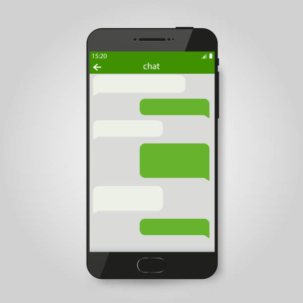 мобильный телефон. социальная сеть, концепция связи мессенджера. концепция чата и обмена сообщениями. - letter text messaging decoration green stock illustrations